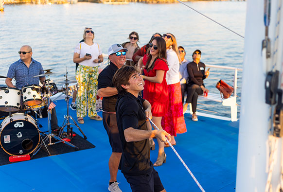 dancing on a boat